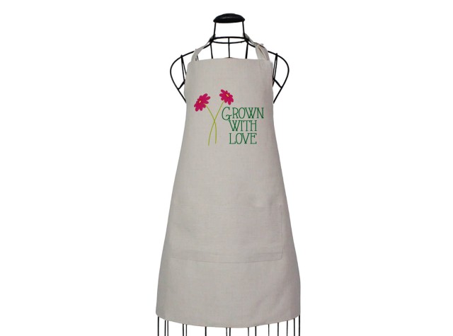 linen style grown with love apron for gardening 